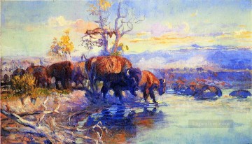 Animal Painting - su corazón duerme 1911 Charles Marion Russell yak
